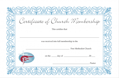 Certificate of Free Methodist Church Membership – LIGHT + LIFE Bookstore