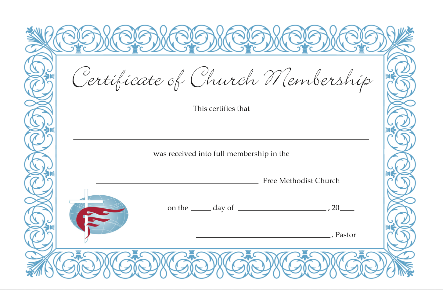 Certificate of Free Methodist Church Membership • LIGHT + LIFE Bookstore