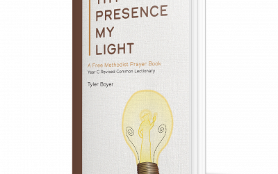 Illustration of Book. Title: Thy Presence My Light. Illustration of Lightbulb on book cover.